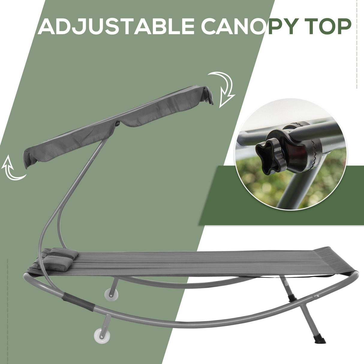 Steel Double Garden Sun Lounger With Adjustable Detachable Canopy - Velmora