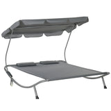 Steel Double Garden Sun Lounger With Adjustable Detachable Canopy - Velmora