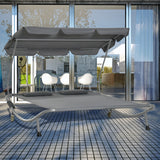 Steel Double Garden Sun Lounger With Adjustable Detachable Canopy - Velmora