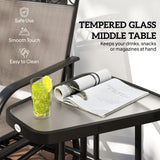 Steel Double Outdoor Glider Rocking Chairs With Tempered Glass Table - Velmora