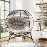 Steel Egg Chair With Cushion and Side Pocket - Velmora