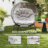 Steel Egg Chair With Cushion and Side Pocket - Velmora