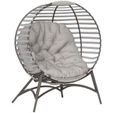 Steel Egg Chair With Cushion and Side Pocket - Velmora