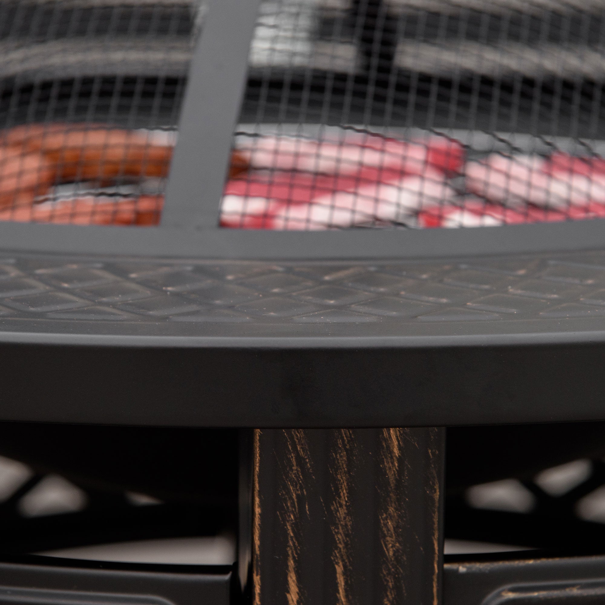 Steel Fire Pit With Grill Net And Mesh Lid for Camping - Velmora