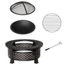 Steel Fire Pit With Grill Net And Mesh Lid for Camping - Velmora