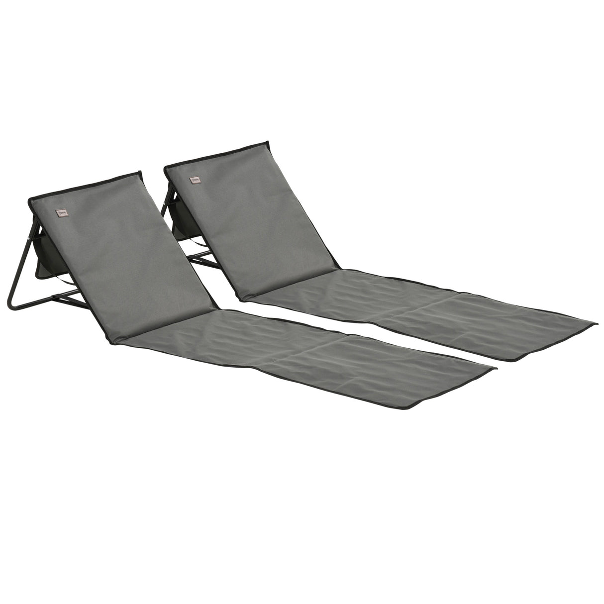 Steel Foldable Garden Beach Sun Lounger Chair Mat in Set of 2 - Velmora