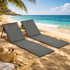 Steel Foldable Garden Beach Sun Lounger Chair Mat in Set of 2 - Velmora