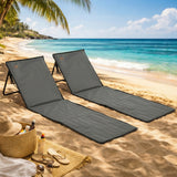 Steel Foldable Garden Beach Sun Lounger Chair Mat in Set of 2 - Velmora