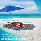 Steel Foldable Garden Beach Sun Lounger Chair Mat in Set of 2 - Velmora