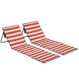 Steel Foldable Garden Beach Sun Lounger Chair Mat in Set of 2 - Velmora