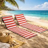 Steel Foldable Garden Beach Sun Lounger Chair Mat in Set of 2 - Velmora