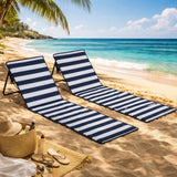 Steel Foldable Garden Beach Sun Lounger Chair Mat in Set of 2 - Velmora