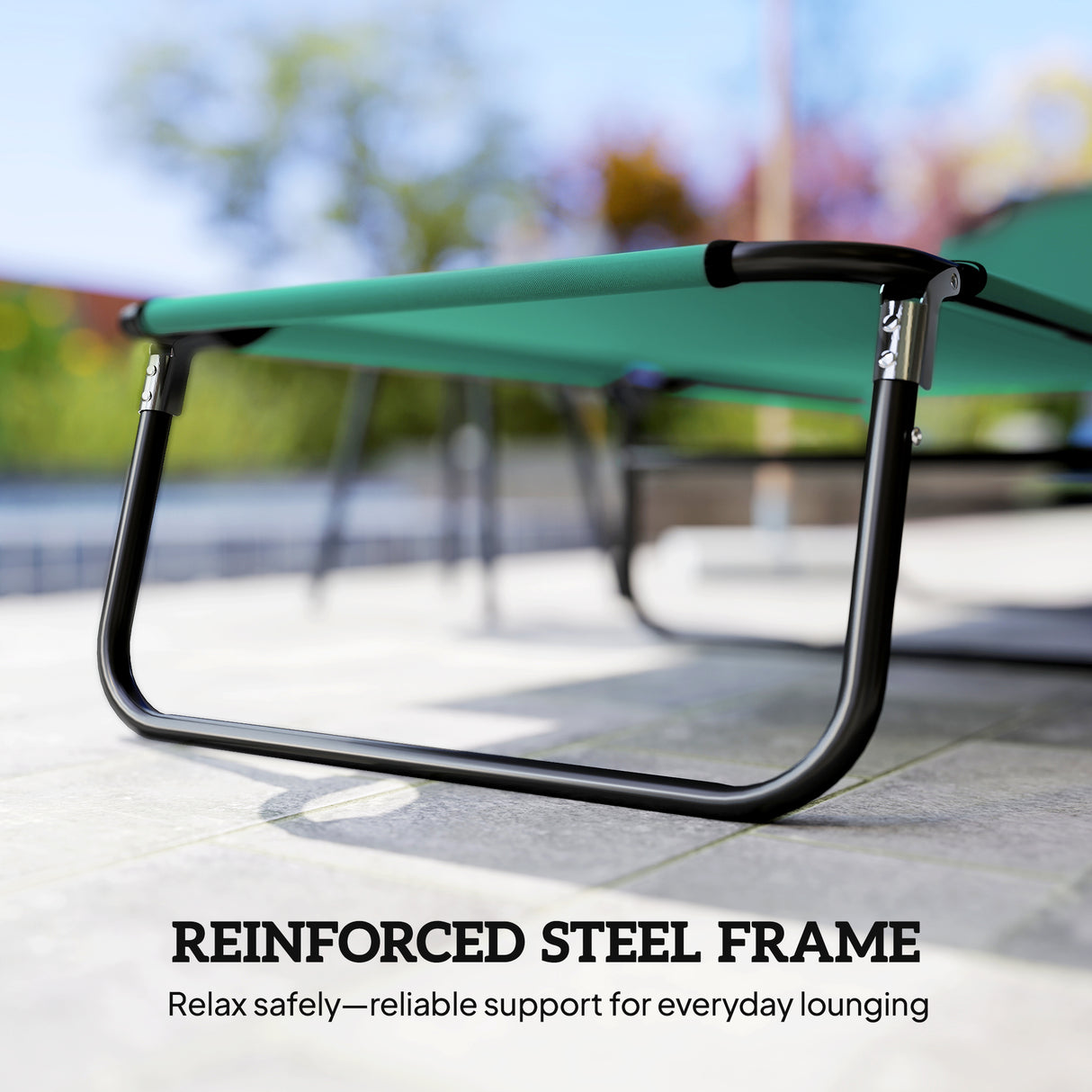 Steel Foldable Garden Sun Lounger With 5-Position Adjustable Backrest - Velmora