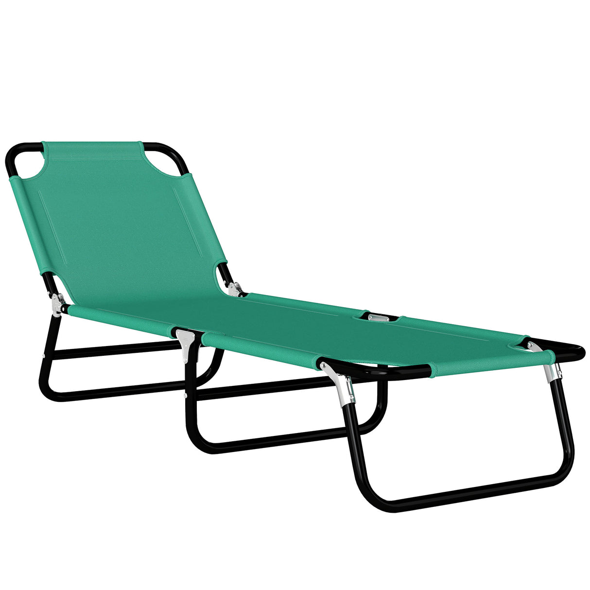 Steel Foldable Garden Sun Lounger With 5-Position Adjustable Backrest - Velmora