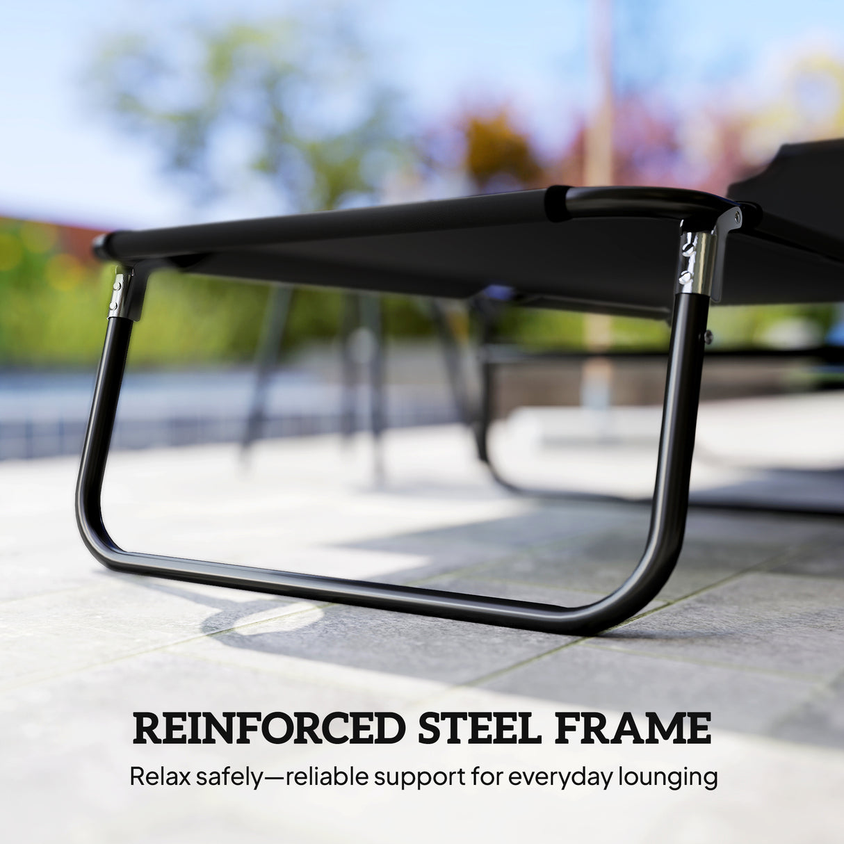 Steel Foldable Garden Sun Lounger With 5-Position Adjustable Backrest - Velmora