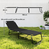 Steel Foldable Garden Sun Lounger With 5-Position Adjustable Backrest - Velmora