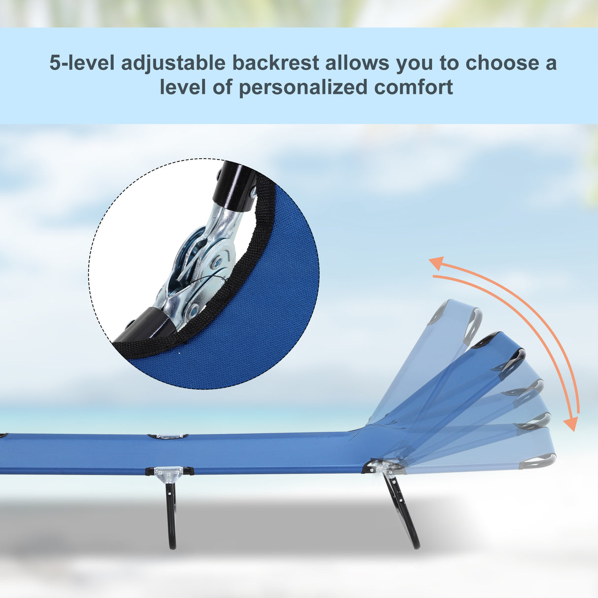 Steel Foldable Garden Sun Lounger With 5-Position Adjustable Backrest - Velmora