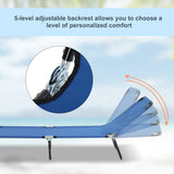 Steel Foldable Garden Sun Lounger With 5-Position Adjustable Backrest - Velmora