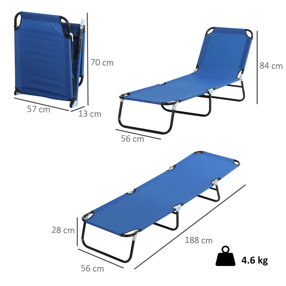 Steel Foldable Garden Sun Lounger With 5-Position Adjustable Backrest - Velmora