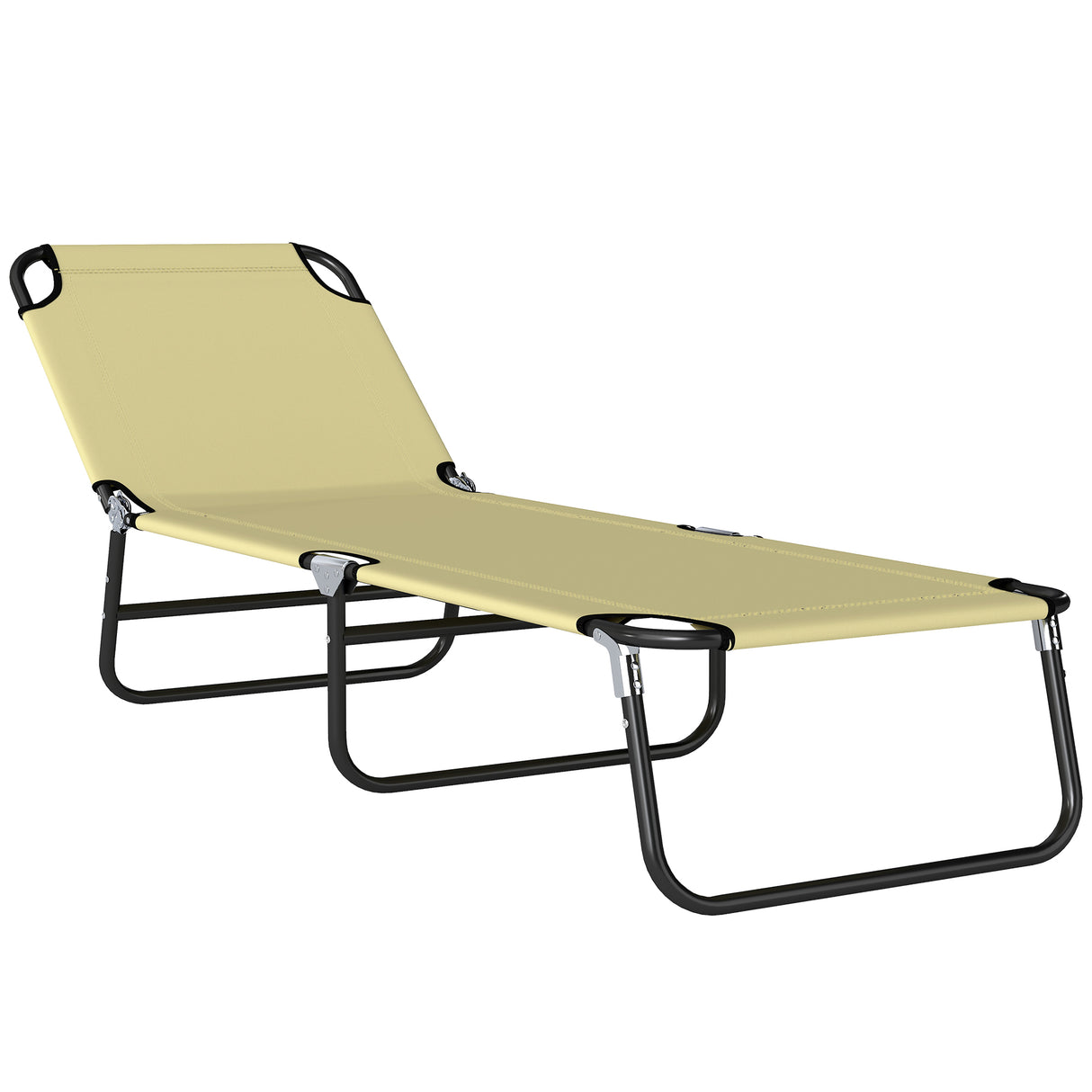 Steel Foldable Garden Sun Lounger With 5-Position Adjustable Backrest - Velmora