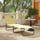 Steel Foldable Garden Sun Lounger With 5-Position Adjustable Backrest - Velmora