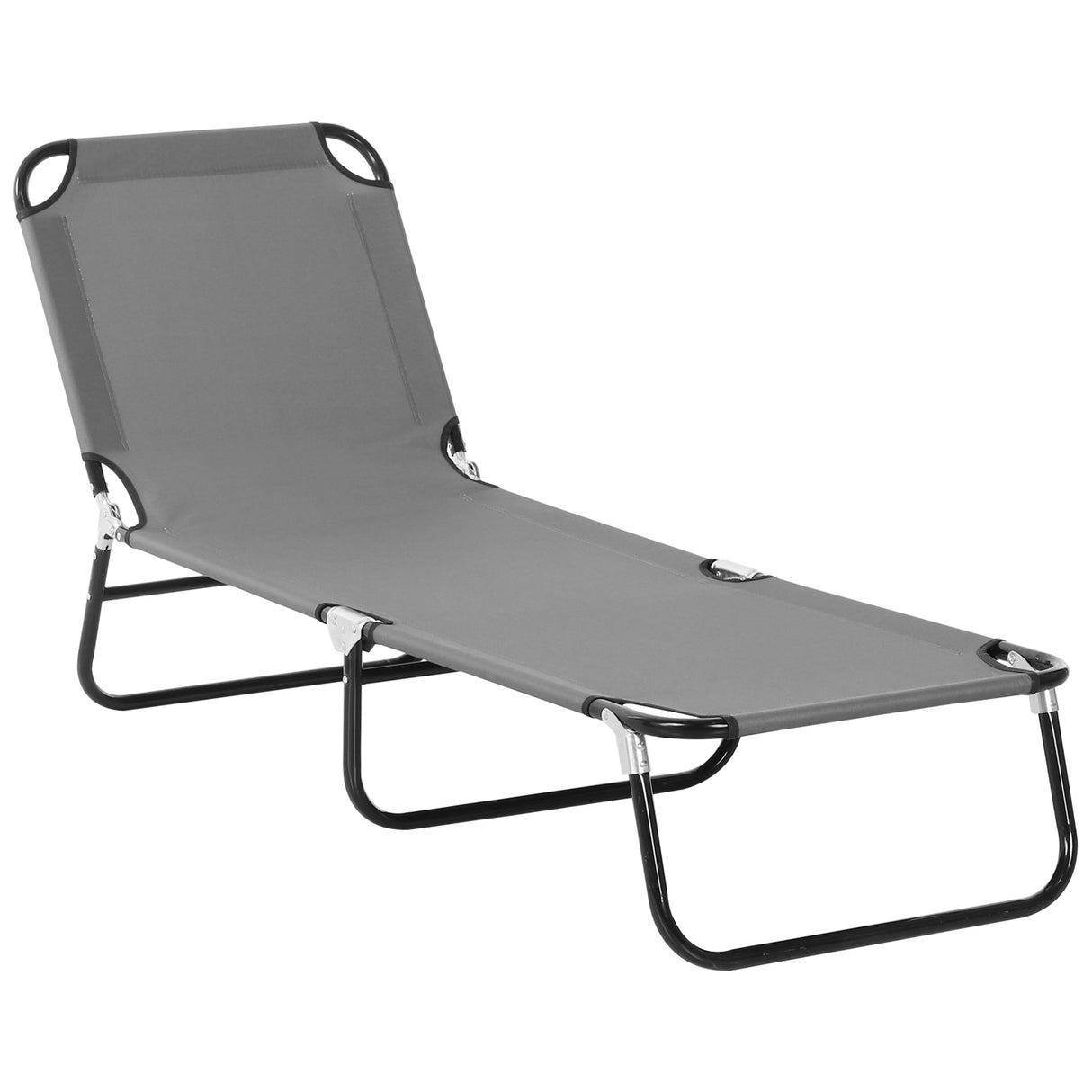 Steel Foldable Garden Sun Lounger With 5-Position Adjustable Backrest - Velmora