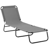 Steel Foldable Garden Sun Lounger With 5-Position Adjustable Backrest - Velmora