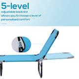 Steel Foldable Garden Sun Lounger With 5-Position Adjustable Backrest - Velmora