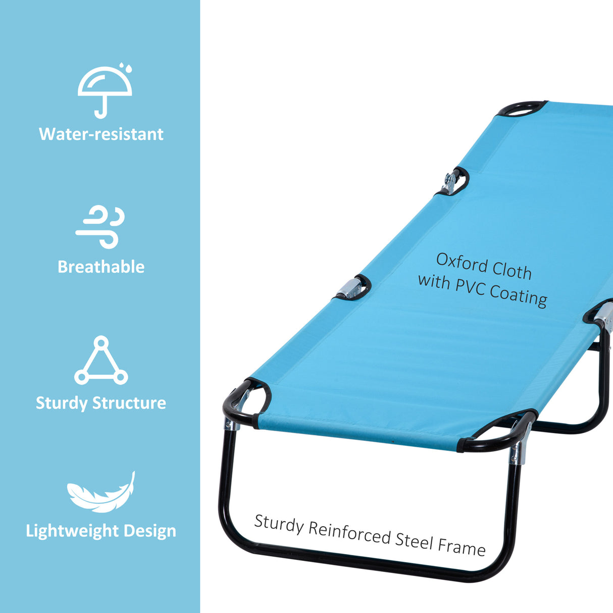 Steel Foldable Garden Sun Lounger With 5-Position Adjustable Backrest - Velmora