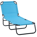 Steel Foldable Garden Sun Lounger With 5-Position Adjustable Backrest - Velmora