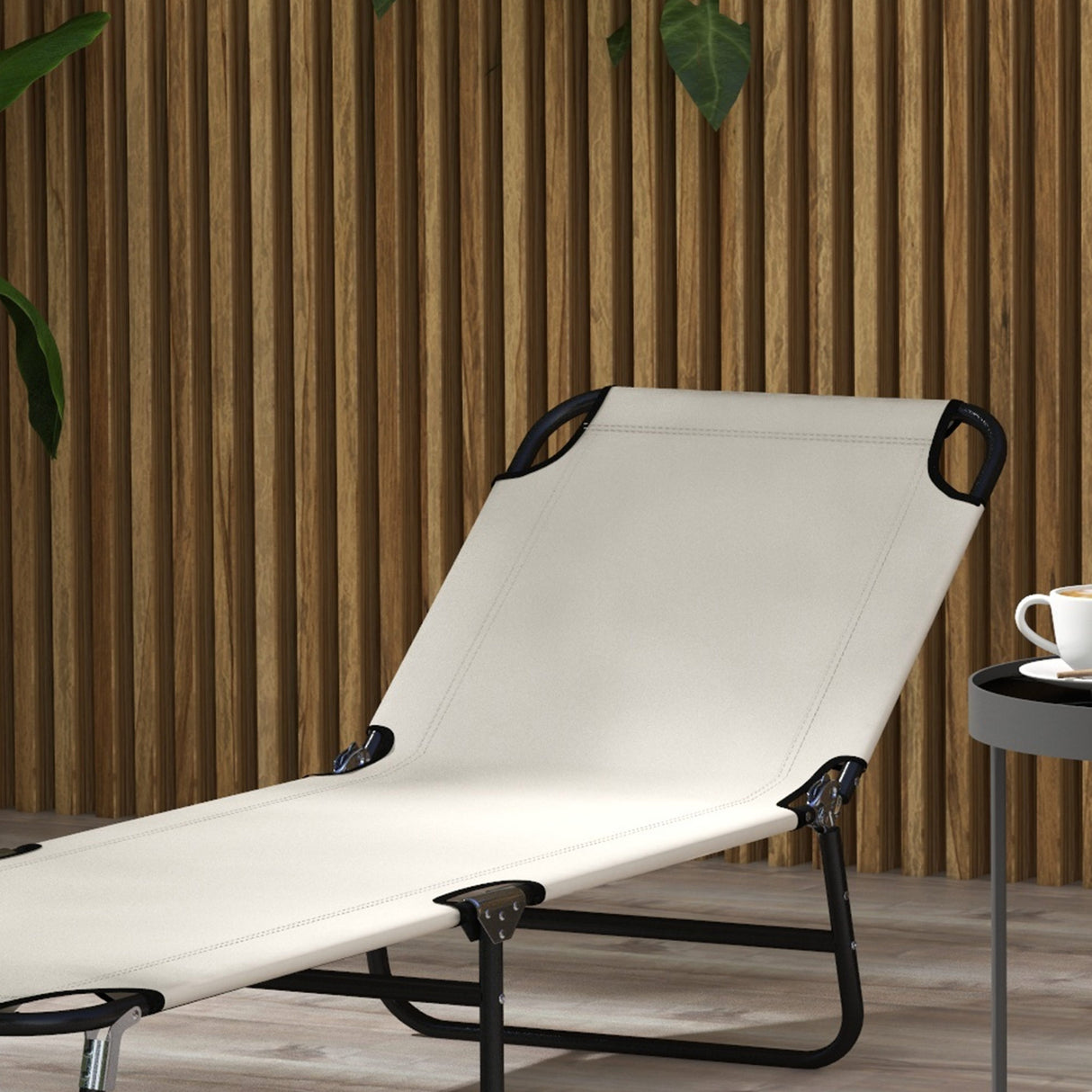 Steel Foldable Garden Sun Lounger in Set of 2 With Adjustable Backrest - Velmora