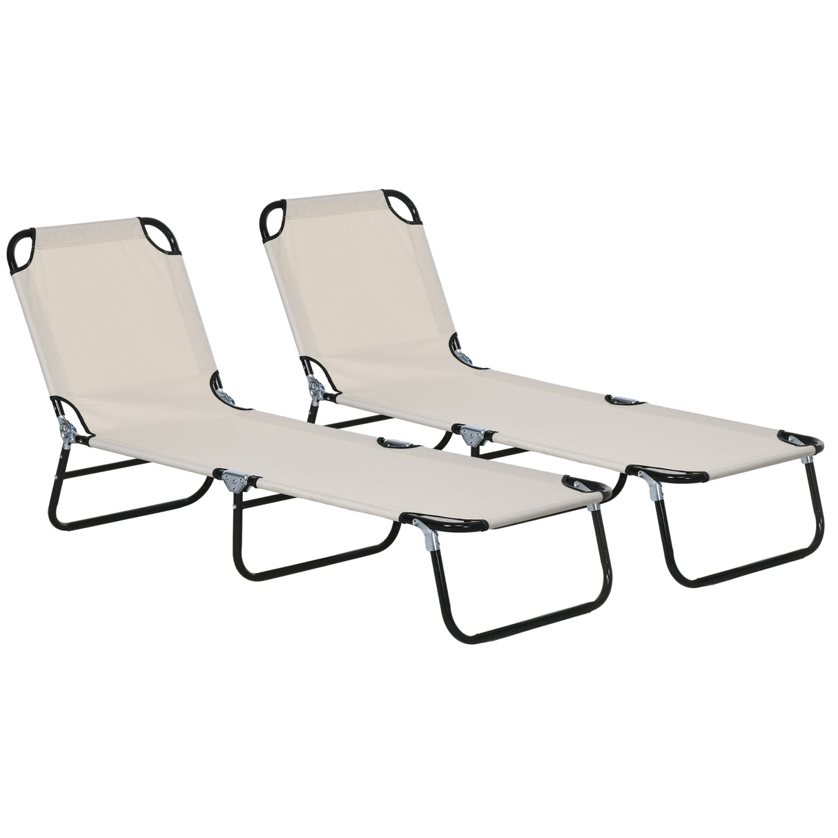Steel Foldable Garden Sun Lounger in Set of 2 With Adjustable Backrest - Velmora
