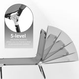 Steel Foldable Garden Sun Lounger in Set of 2 With Adjustable Backrest - Velmora