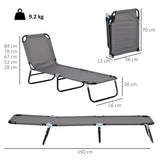 Steel Foldable Garden Sun Lounger in Set of 2 With Adjustable Backrest - Velmora