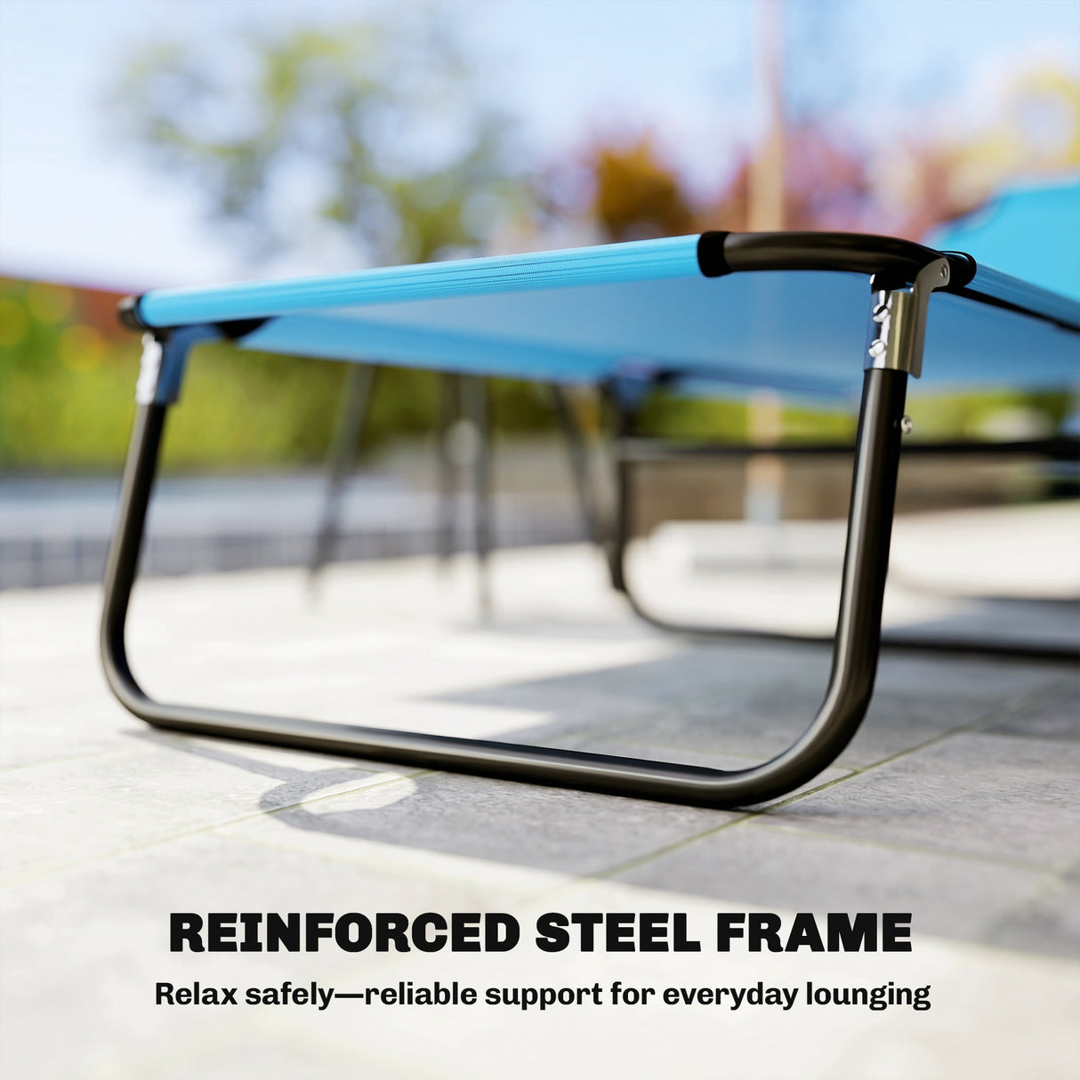 Steel Foldable Garden Sun Lounger in Set of 2 With Adjustable Backrest - Velmora