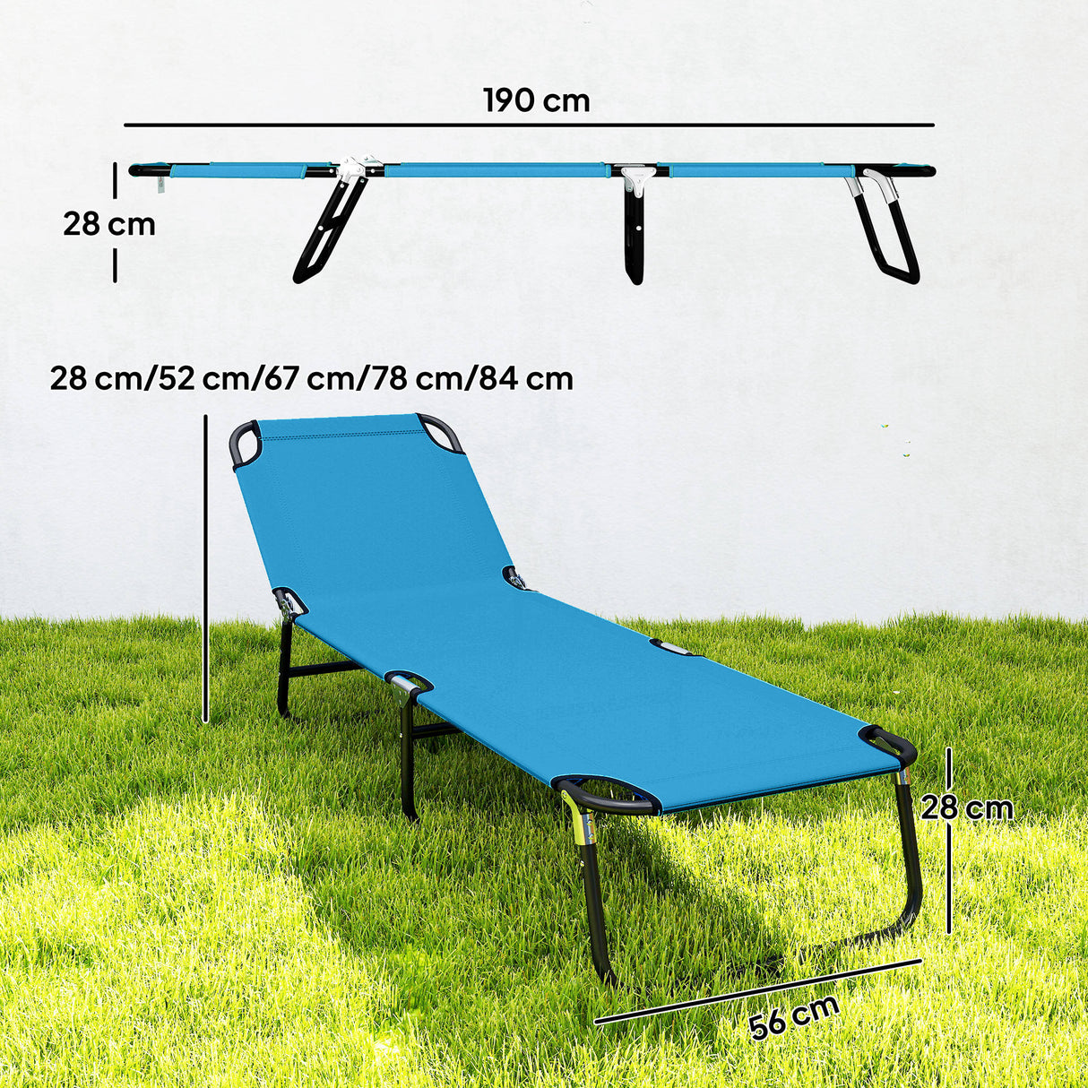 Steel Foldable Garden Sun Lounger in Set of 2 With Adjustable Backrest - Velmora