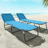 Steel Foldable Garden Sun Lounger in Set of 2 With Adjustable Backrest - Velmora