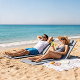 Steel Foldable Lightweight Garden Beach Sun Lounger Mat in Set of 2 - Velmora