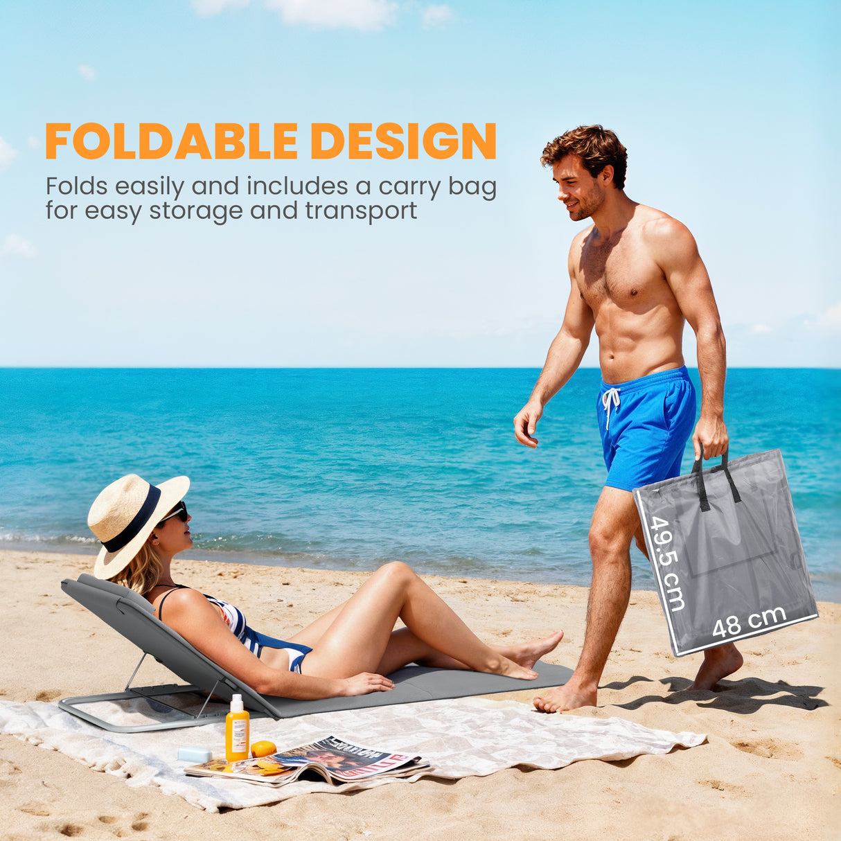 Steel Foldable Lightweight Garden Beach Sun Lounger in Set of 2 - Velmora