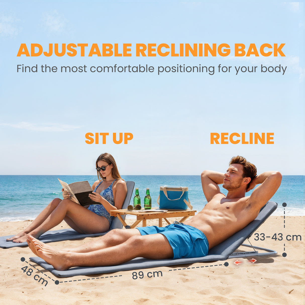 Steel Foldable Lightweight Garden Beach Sun Lounger Mat in Set of 2 - Velmora