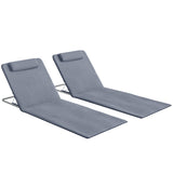 Steel Foldable Lightweight Garden Beach Sun Lounger in Set of 2 - Velmora