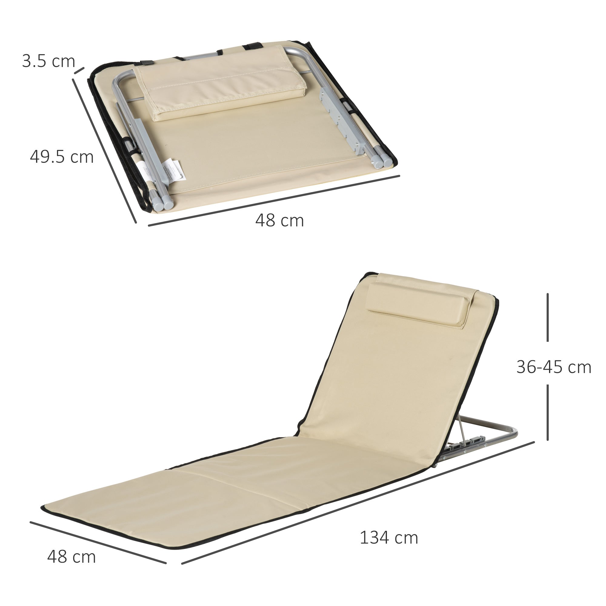 Steel Foldable Lightweight Garden Beach Sun Lounger Mat in Set of 2 - Velmora
