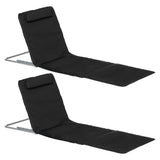 Steel Foldable Lightweight Garden Beach Sun Lounger in Set of 2 - Velmora