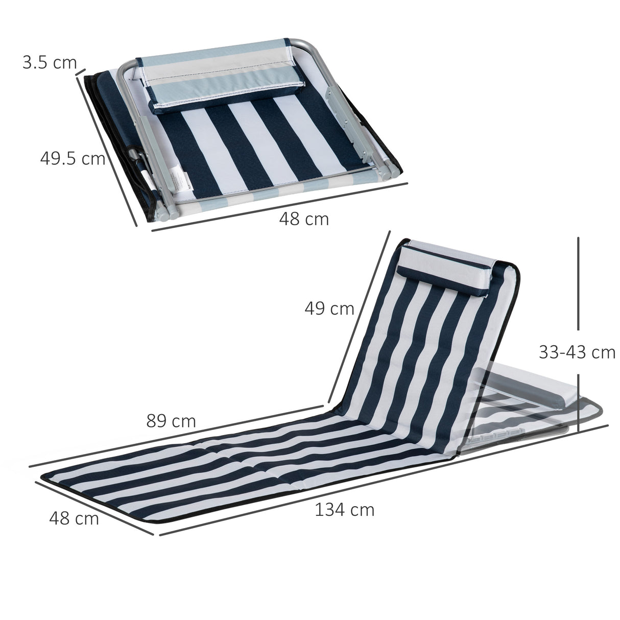 Steel Foldable Lightweight Garden Beach Sun Lounger in Set of 2 - Velmora