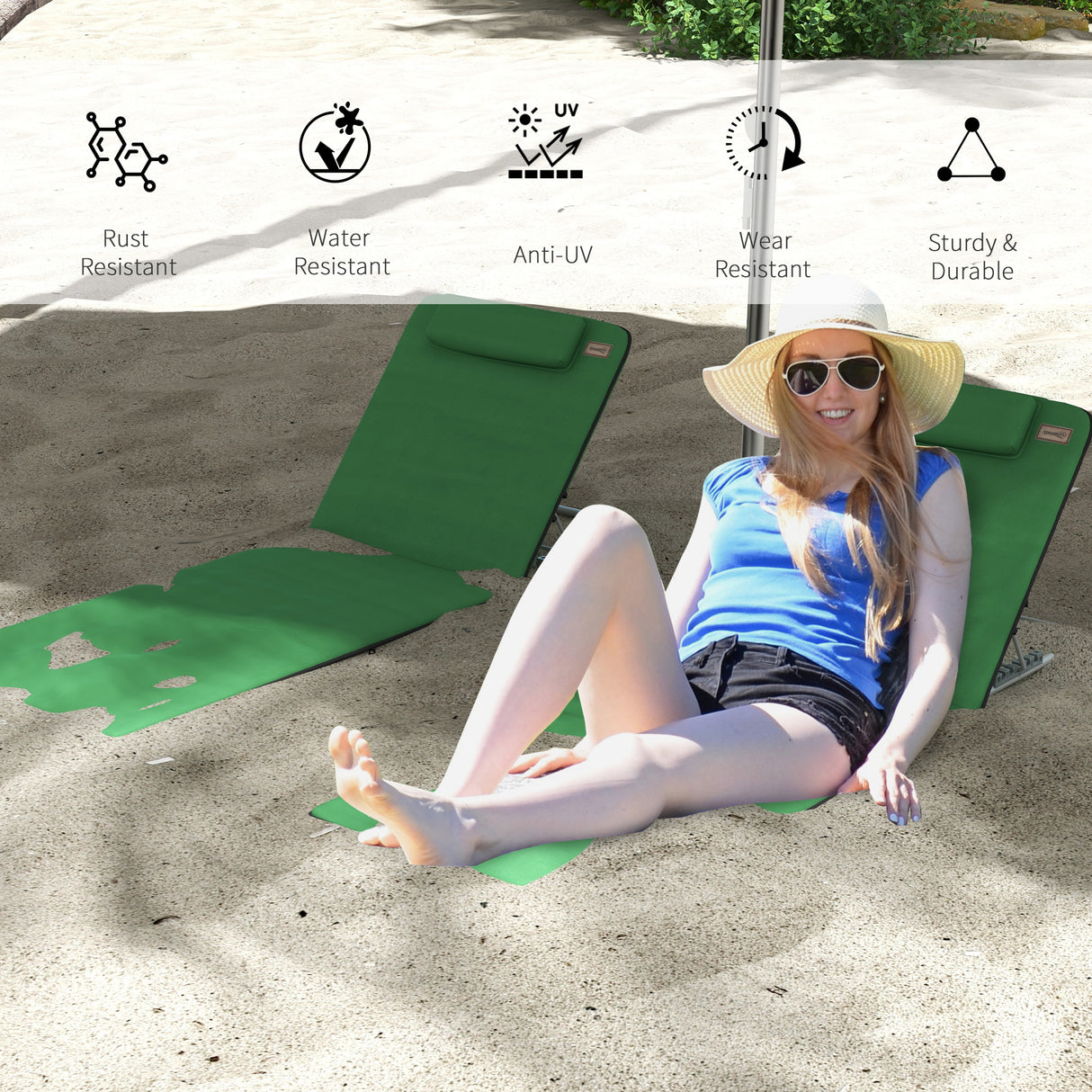 Steel Foldable Lightweight Garden Beach Sun Lounger in Set of 2 - Velmora
