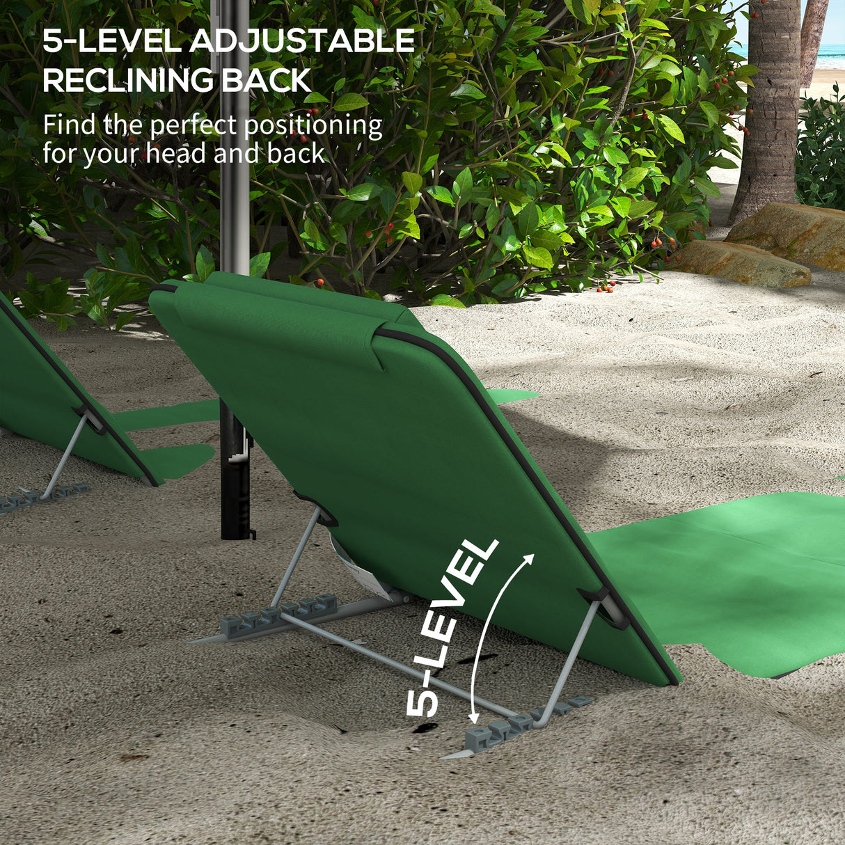 Steel Foldable Lightweight Garden Beach Sun Lounger in Set of 2 - Velmora