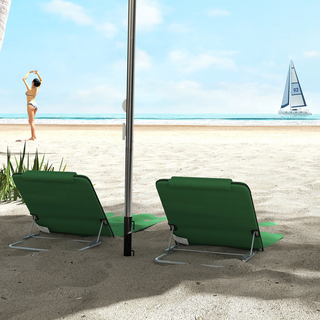 Steel Foldable Lightweight Garden Beach Sun Lounger in Set of 2 - Velmora