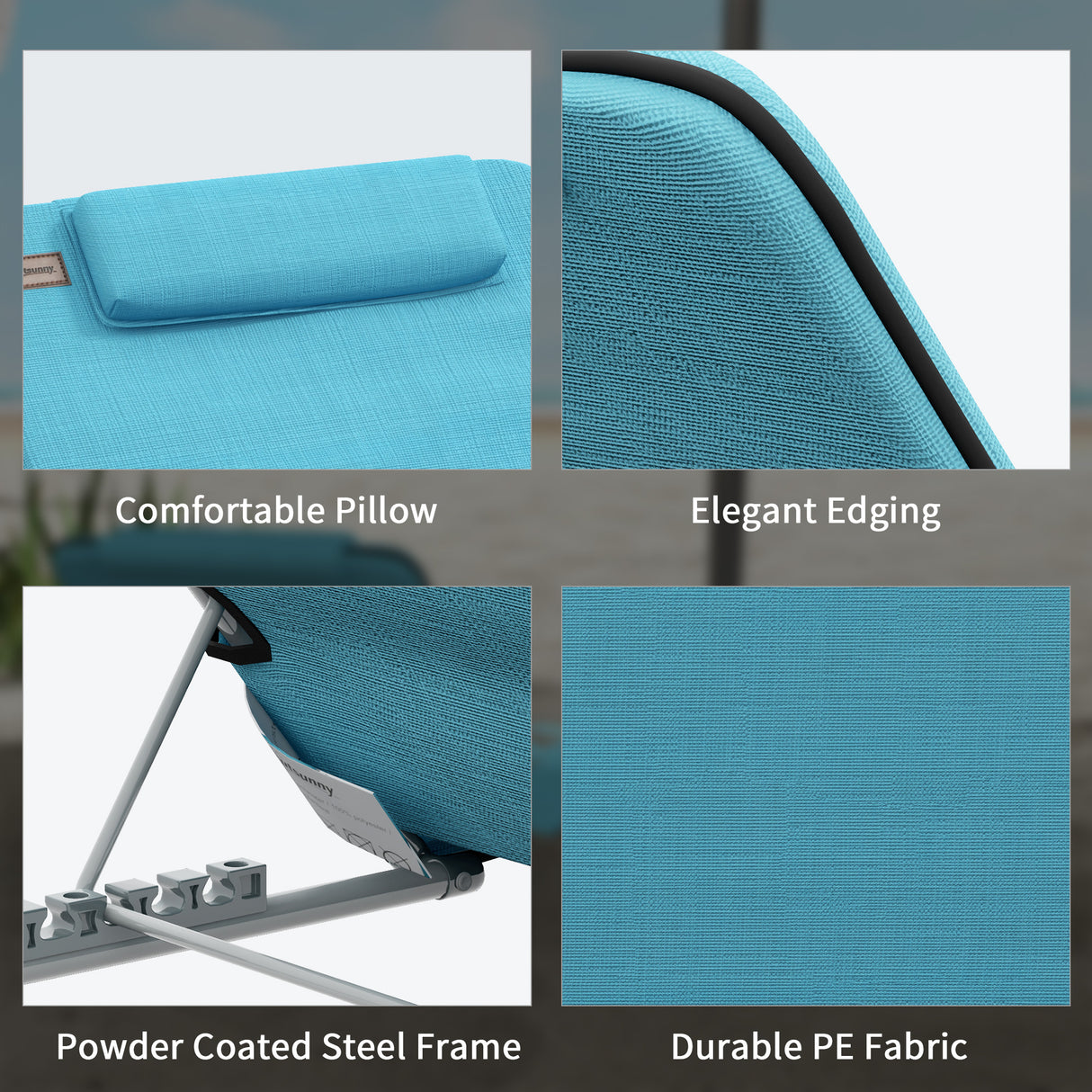 Steel Foldable Lightweight Garden Beach Sun Lounger in Set of 2 - Velmora