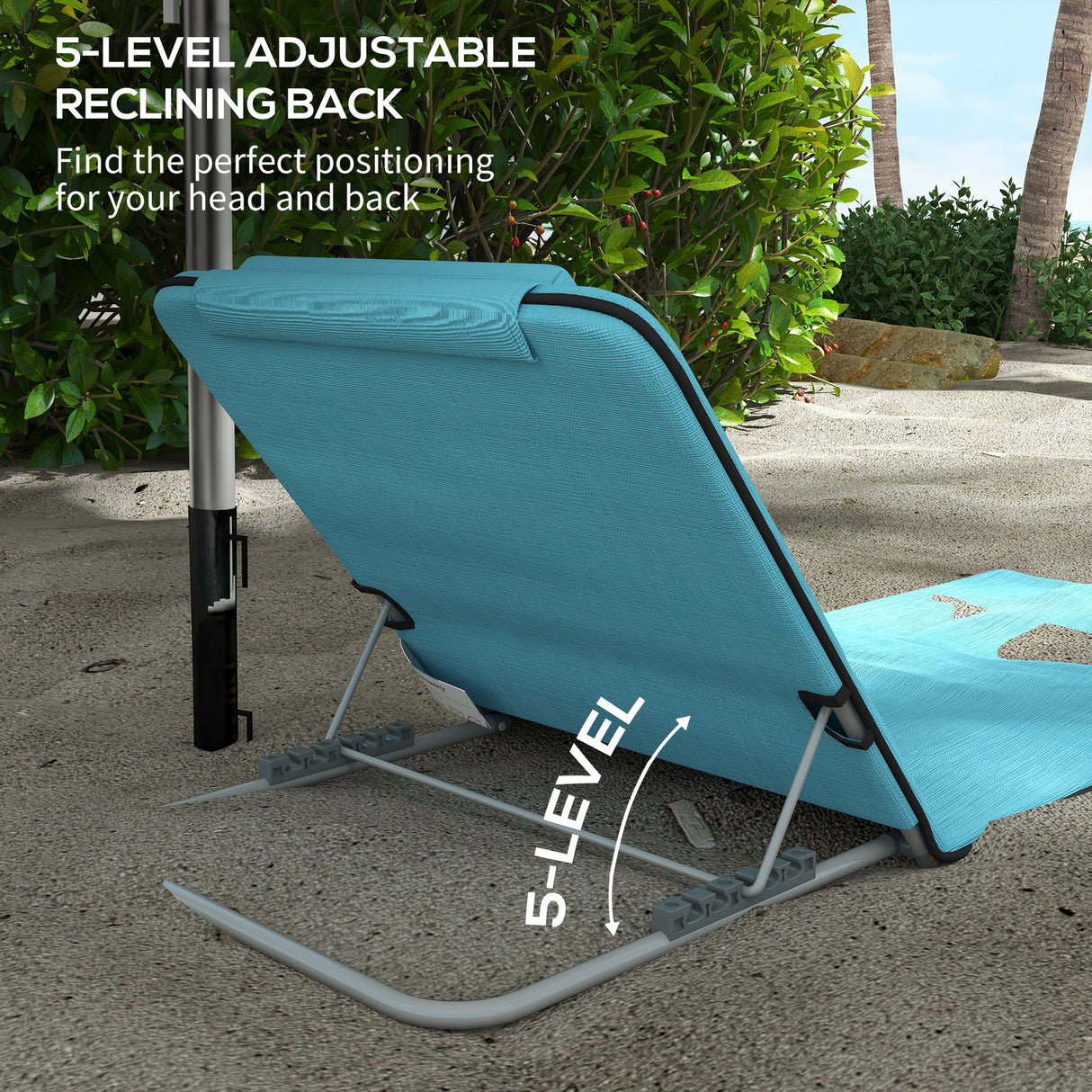 Steel Foldable Lightweight Garden Beach Sun Lounger in Set of 2 - Velmora