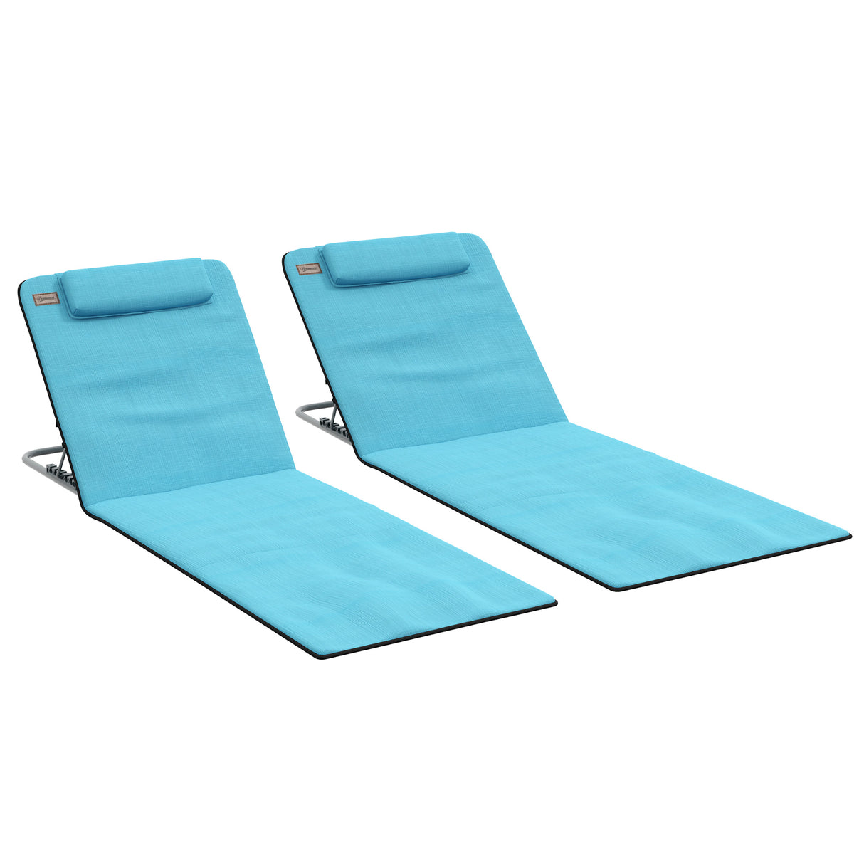 Steel Foldable Lightweight Garden Beach Sun Lounger in Set of 2 - Velmora